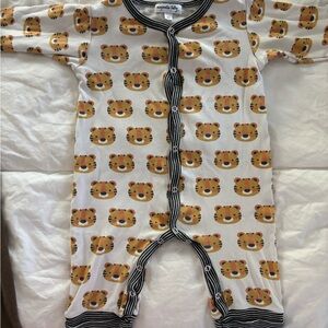 Magnolia Baby Tiger Print Onesie with Black and White Trim